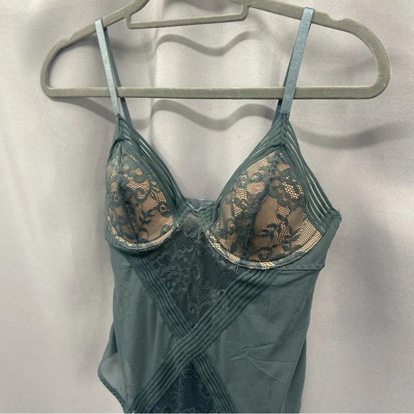 Adore Me Bodysuit One Piece Underwire Lingerie Gray Lace Size Medium NWT - Picture 2 of 10